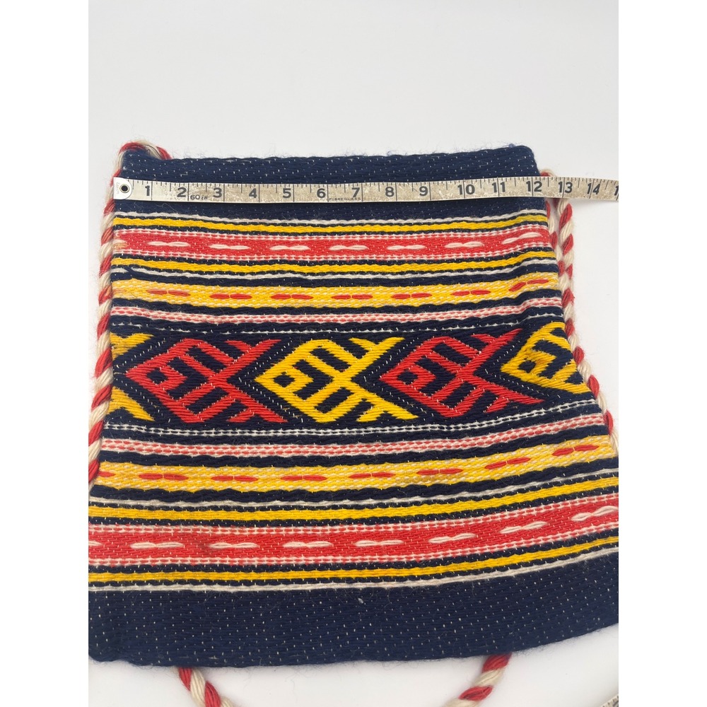 Vintage 70's Handmade in Greece Crossbody Bag Bold Geometric Boho Tassel - Picture 5 of 7